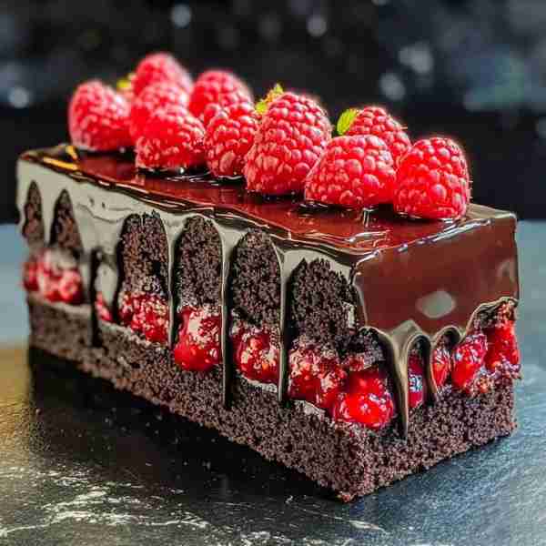 DARK CHOCOLATE RASPBERRY TRUFFLE CAKE INGREDIENTS For the Cake: 1 cup all-purpose flour ½ cup unswee...