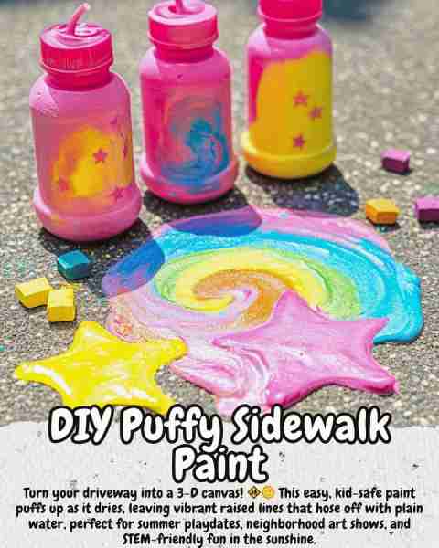 🖌️ DIY Puffy Sidewalk Paint : Washable, Foamy, Color-Burst Outdoor Art for Kids & Crafters! Ingredie...