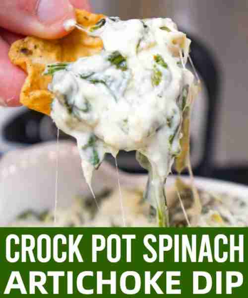 Crock Pot Spinach Artichoke Dip! Check Comments for Full Recipe Ingredients: 10 oz fresh baby spinac...