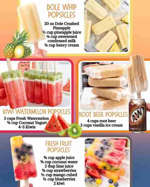 DOLE WHIP POPSICLES: 20 oz Dole Crushed Pineapple ⅓ cup pineapple juice ¼ cup sweetened condensed mi...