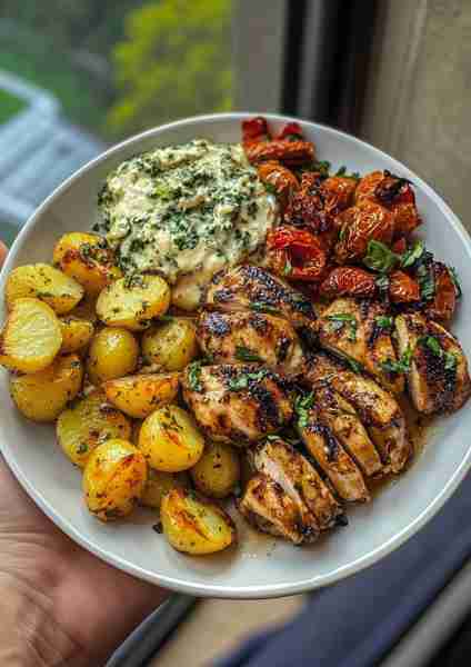🇮🇹🌿🐔 Creamy Tuscan Garlic Chicken & Potatoes with Sun-Dried Tomato Pesto—a taste of Tuscany on you...