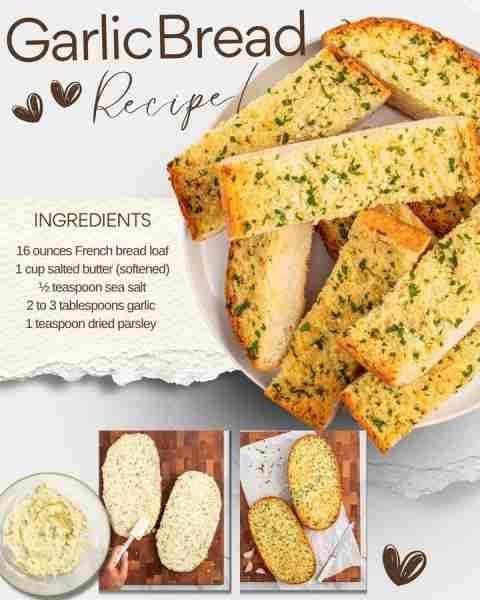 Golden, garlicky, and totally irresistible! 🧄 This Garlic Bread is a must-have with any meal. Try i...