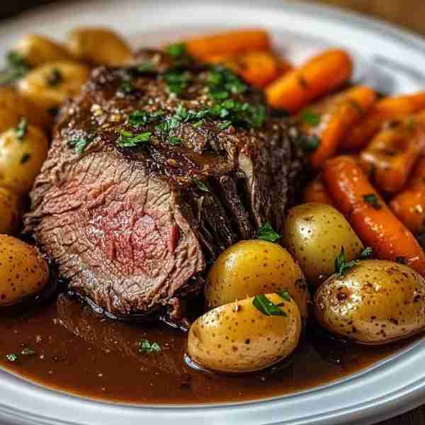Classic Pot Roast with Roasted Baby Potatoes and Carrots Ingredients: For the Pot Roast: 3–4 lb beef...