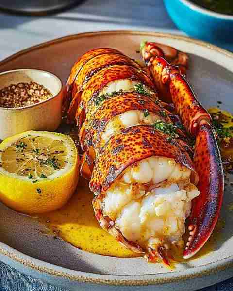 Lobster Tail With Lemon, Garlic And Aleppo Pepper🦞🍋🌶️ Ingredients: - 4 lobster tails, thawed if fr...