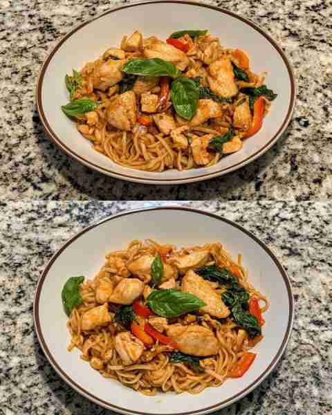 Thai Basil Chicken with Coconut Rice Noodles Fragrant Thai Basil Chicken Tossed with Creamy Coconut...