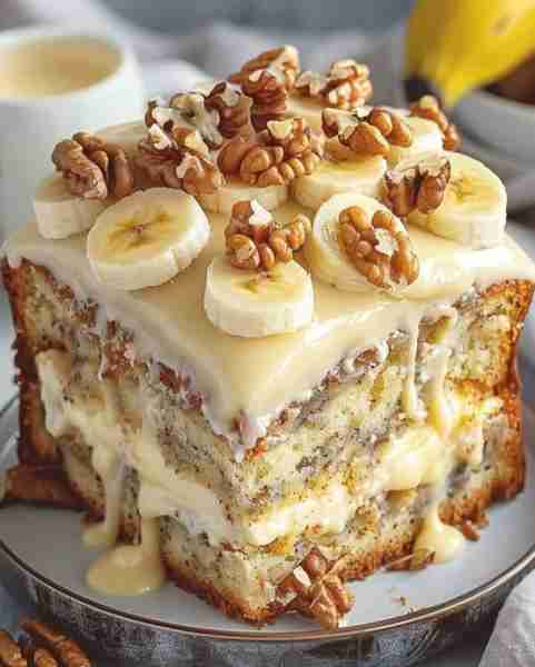 Heavenly Banana Walnut Cream Cake 🍌🎂 Ingredients: 2 cups all-purpose flour 1 teaspoon baking soda...