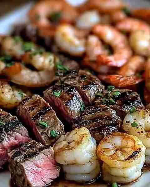 Tremendous Savory Steak Bites and Shrimp 🍤🥩 Ingredients: - 1 lb sirloin or ribeye steak, cut into...