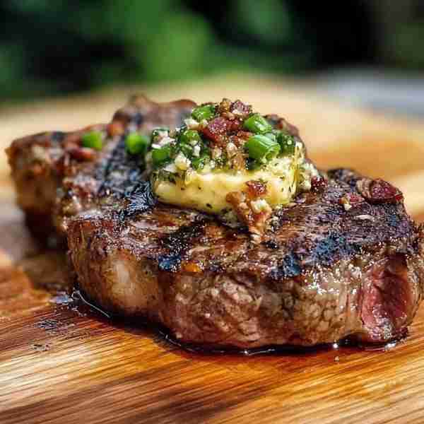 Ribeye Steak with Garlic Herb Butter 🥩🧈 A perfectly seared ribeye steak, topped with a rich, savor...