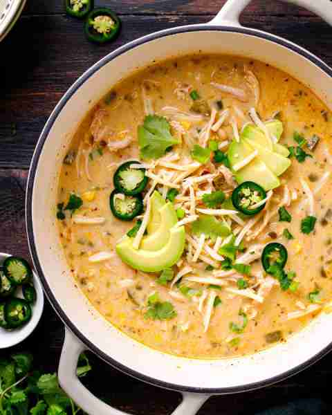 White Chicken Chili is a lighter, "Spring" version of a regular chili!🌽🥑🌶️