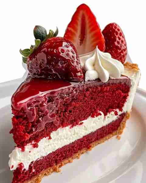 Red Velvet Strawberry Cheesecake ⭐ Layers: Red Velvet Cake Base Strawberry Cheesecake Layer Whipped...