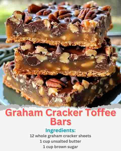 Graham Cracker Toffee Bars Ingredients: 12 whole graham cracker sheets 1 cup unsalted butter 1 cup b...