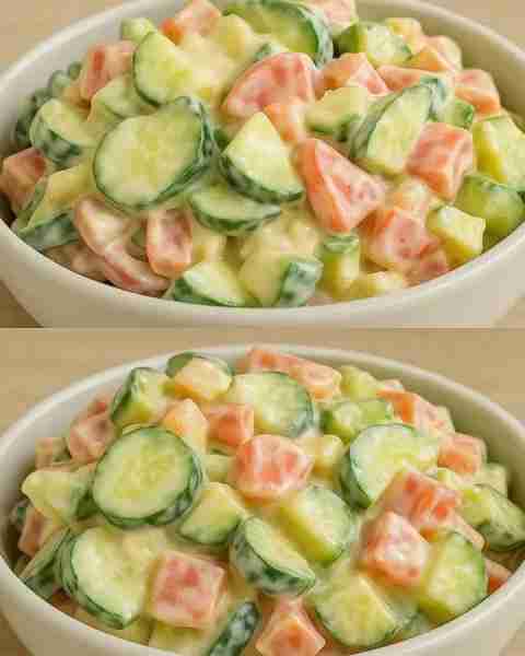 Cucumber Salad Recipe Ingredients: 3 small cucumbers 1 small carrot 1 tomato 1/4 small red onion 1 t...