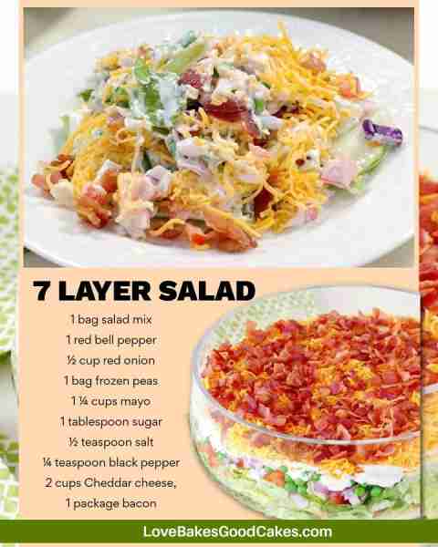 RECIPE - https://www.lovebakesgoodcakes.com/7-layer-salad/ This 7 Layer Salad brings the crunch, the...