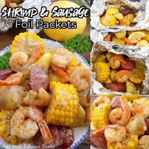 Shrimp & Sausage Foil Packets with Potatoes & Corn! 🍤🌽 Super easy to make, even in the oven! RECIP...