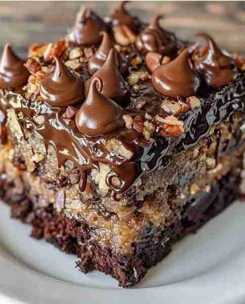 Would You try This German Chocolate Poke Cake🍫🍰 📝Ingredients: 1 box German chocolate cake mix (+...