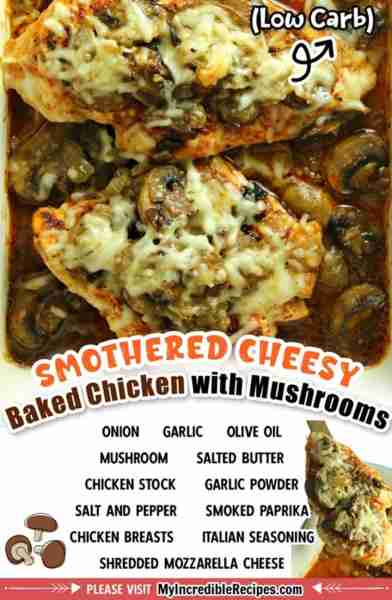 Smothered Cheesy Baked Chicken with Mushrooms! Baked Chicken Breasts & it's Low Carb! 💖 RECIPE BELO...