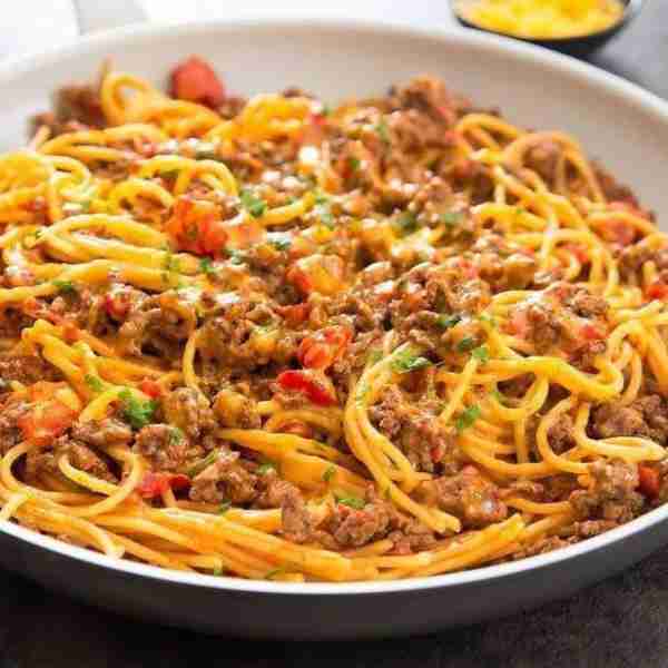 Taco Spaghetti Ingredients 8 ounces spaghetti pasta 1-1/4 pounds lean ground beef or ground turkey...