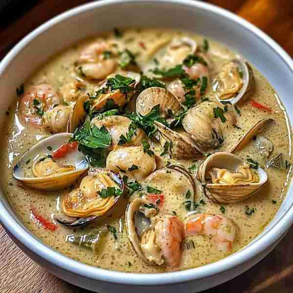 🦪 Thai Coconut Lemongrass Clam Soup 🥥🌿 A rich and aromatic soup with fresh clams simmered in a co...