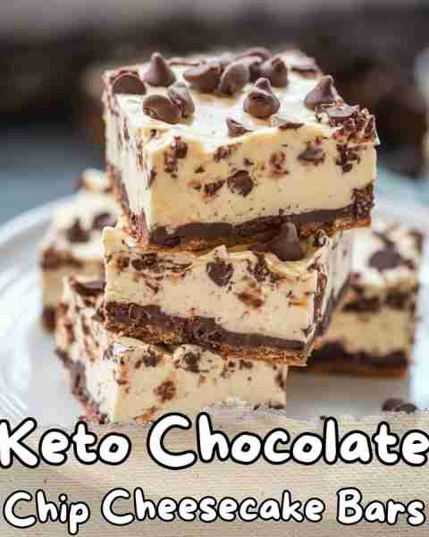 ⬇️ Keto Chocolate Chip Cheesecake Bars 😋⬇️ Indulge in these rich and creamy Keto Chocolate Chip Che...