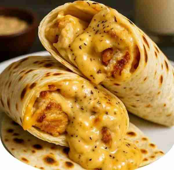 🧄🧀 Cheesy Garlic Chicken Wraps 🌯🔥 Juicy chicken, creamy cheese, and savory garlic, all wrapped u...