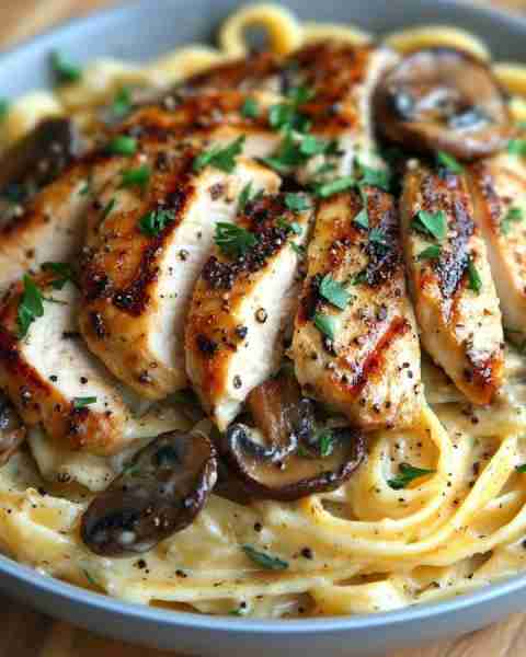 Get ready to indulge in a creamy and savory Fettuccine de Pollo con Champiñones that’s sure to impre...