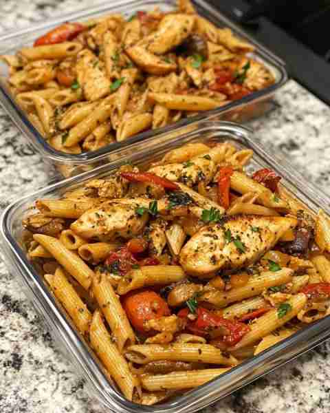 Roasted Vegetable Penne with Herbed Chicken Savory Herbed Chicken over Roasted Veggie Penne Ingredie...