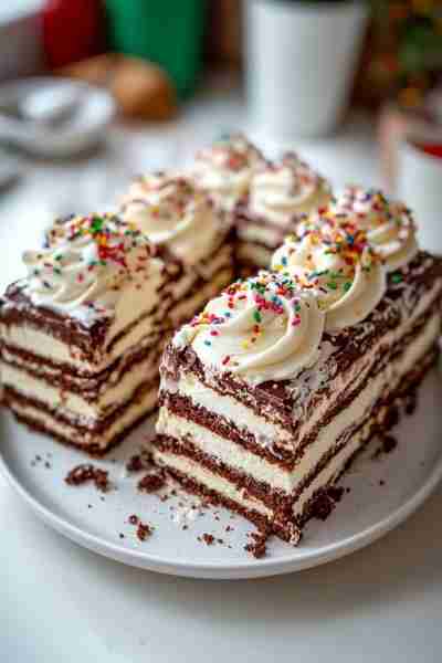 Ice Cream Icebox Cake – cool, creamy, and layered with nostalgic chocolate crunch! Ingredients: 1 bo...