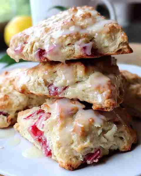 Lemon Rhubarb scones Ingredients: 2 cups all-purpose flour 1/4 cup granulated sugar 1 tablespoon bak...