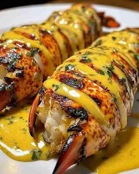 ***Grilled Lobster Tails with Creamy Garlic Butter Sauce 🍽️🦞*** ***Ingredients - 24 thawed lobster...