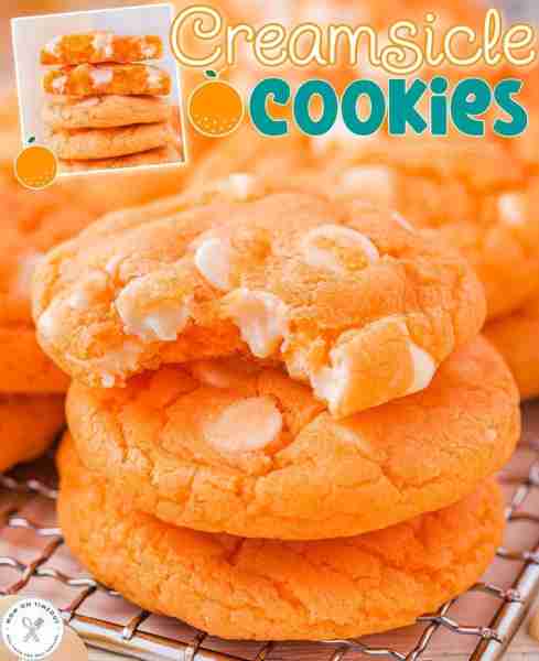 These soft and chewy Creamsicle 🍊 Orange Cookies are so easy to make and have a lovely orange and v...