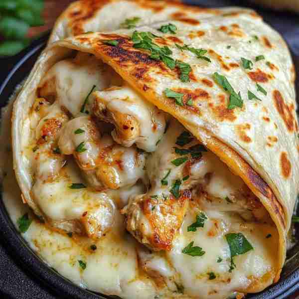 Cheesy Garlic Chicken Wraps Ingredients: 2 tablespoons olive oil 2 garlic cloves, minced 1 lb bonele...