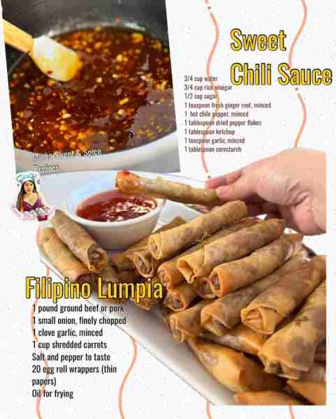 Satisfy your cravings with these homemade Lumpia and Sweet chili sauce! Sweet Chili Sauce and Filipi...