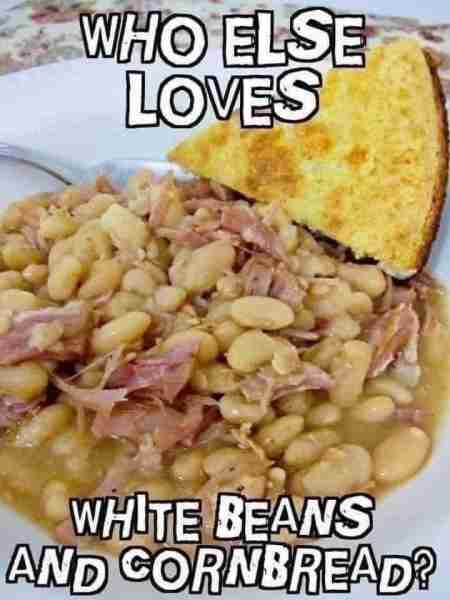 HAM & WHITE BEANS Ingredients : 1 lb package dried northern beans ham bone, hocks, shanks or diced h...