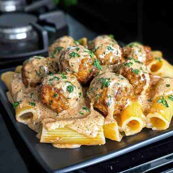 Jerk Chicken Meatball Pasta 🍗🌶️ Ingredients: For the Meatballs: 1 lb ground chicken 1/2 cup breadcr...