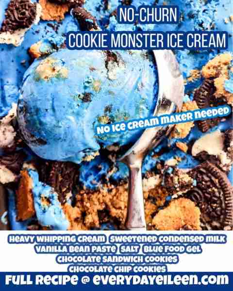 Cookie Monster Ice Cream is an easy recipe that is no churn and a family favorite.