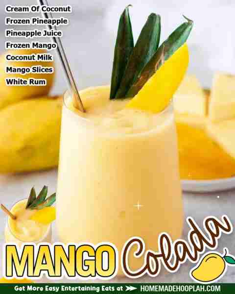 Mango Colada! 🥥🍹🥭 ⭐RECIPE IN COMMENTS⭐ tap photo to see 📷