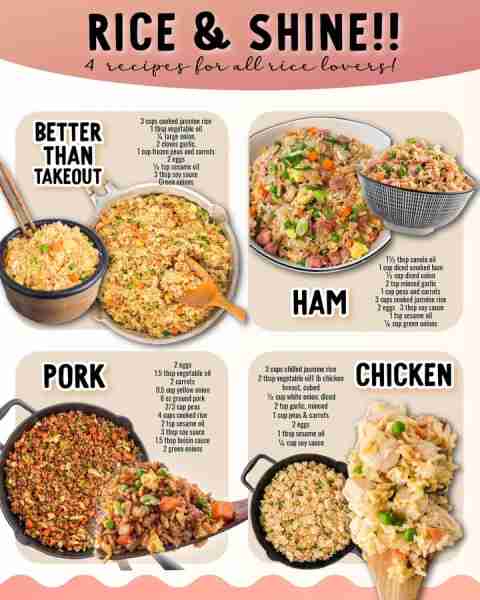Rice and Shine!!! Four recipes for all rice lovers~~ Ingredients 1. Better Than Takeout Base Cooked...