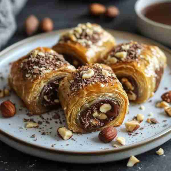 🍫 CHOCOLATE HAZELNUT BAKLAVA ROLLS 🥮 (Absolutely delicious) 📝 INGREDIENTS: 1 package of phyllo do...
