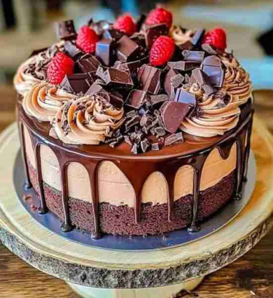 TRIPLE CHOCOLATE CAKE INGREDIENTS For the Chocolate Cake Layers: 1¾ cups all-purpose flour ¾ cup uns...