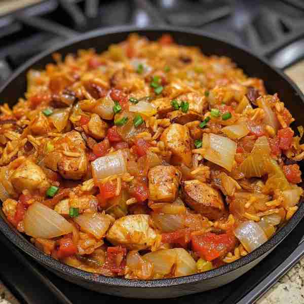 Cajun Cabbage Jambalaya Ingredients: 1 tablespoon olive oil 1 lb andouille sausage, sliced 1 small o...