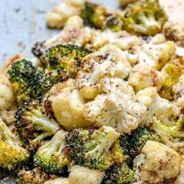 Roasted Broccoli + Cauliflower with Parmesan - If you are trying to eat healthier, cruciferous veget...