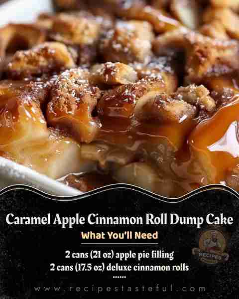 Caramel Apple Cinnamon Roll Dump Cake Ingredients: Cooking spray 2 cans (17.5 oz) deluxe cinnamon ro...