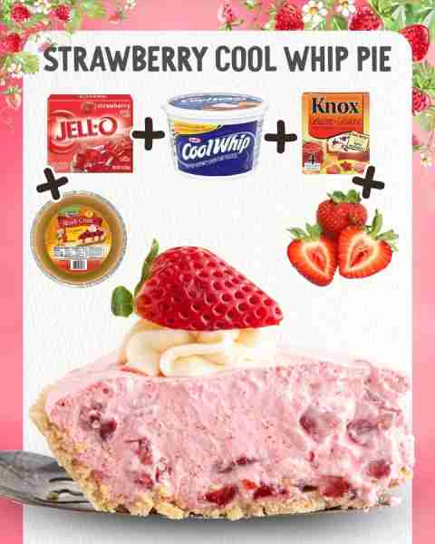 Strawberry Cool Whip Pie! Ingredients 🍓1 (3-ounce) box of strawberry-flavored instant gelatin 🍓½ c...