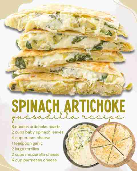 Cheesy, crispy, and packed with flavor—these Spinach Artichoke Quesadillas are a total crowd-pleaser...