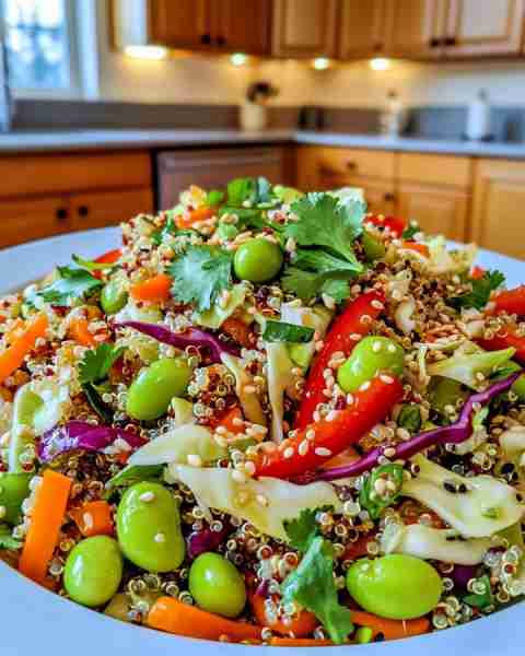 Healthy Vegan Quinoa Slaw featuring Sesame Ginger Dressing 💪🥕😋 Ingredients: 1 cup (170g) cooked q...