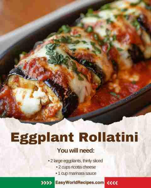 🇮🇹 Eggplant Rollatini (Stuffed Eggplant Rolls) Tender slices of eggplant stuffed with creamy ricotta...