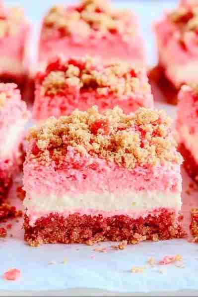 Strawberry Cheesecake Brownies Ingredients: For the Brownie Base: 1 box (18.3 oz) strawberry cake mi...