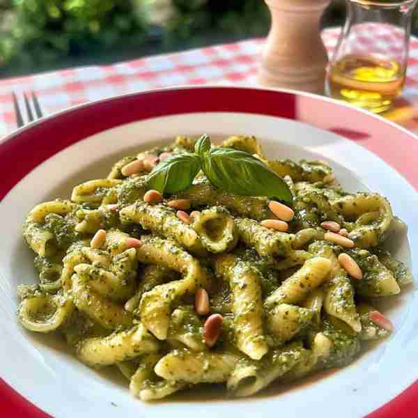 Trofie Pasta with Pesto and Pine Nuts Ingredients: 12 oz trofie pasta (or any preferred short pasta)...