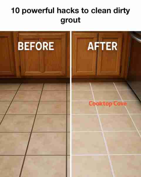 10 powerful hacks to clean dirty grout. Full article 👇 💬