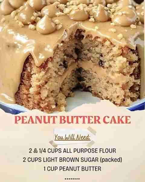 PEANUT BUTTER CAKE WITH PEANUT BUTTER FROSTING 2 & 1/4 CUPS ALL PURPOSE FLOUR 2 CUPS LIGHT BROWN SUG...